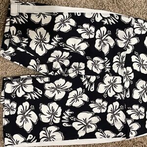 PINK Victoria's Secret Black & White Floral Athletic Shorts